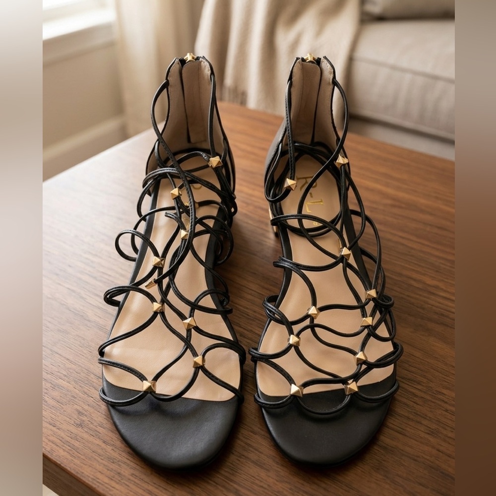 Unisa Black Lace-Up Sandals